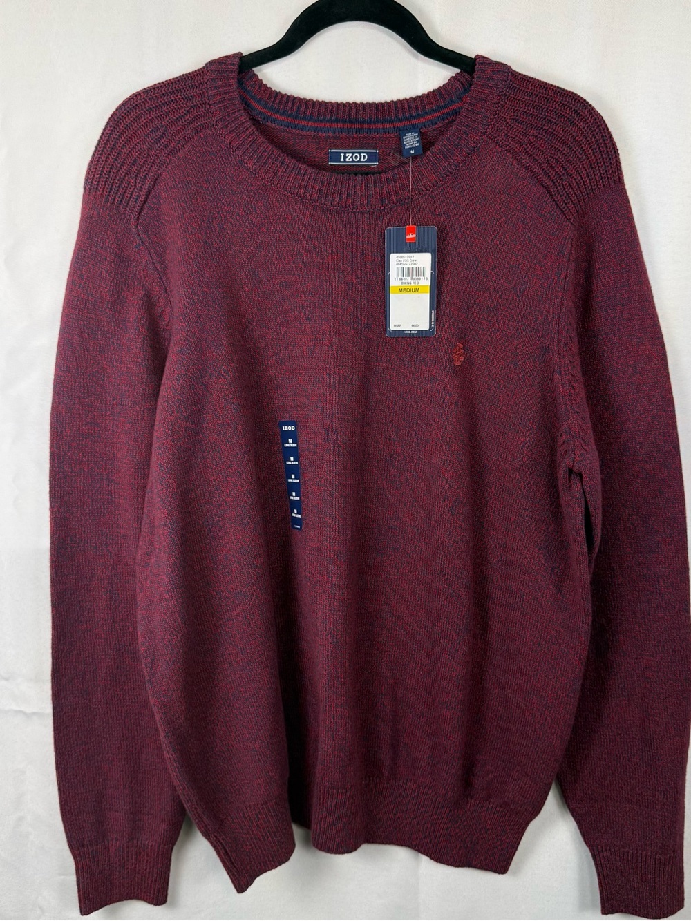 IZOD Marled Crew Neck Sweater Red Blue Medium NWT